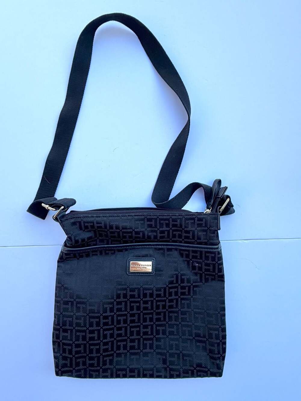 Tommy Hilfiger Black TH Monogram Canvas Crossbody Bag